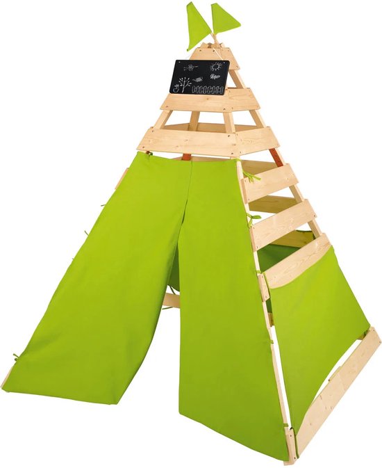 Playtive Houten tipitent Inclusief krijtbord - 135 x 135 x 170 cm - Eenvoudige montage - Tent van Playtive