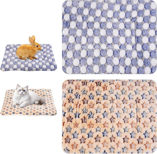 Pluche Bedden voor Kleine Dieren - Wasbare Slaapmat voor Konijnen, Cavia's en Hamsters - Warm en Zacht Fleece 37 x 27 cm van Merkloos