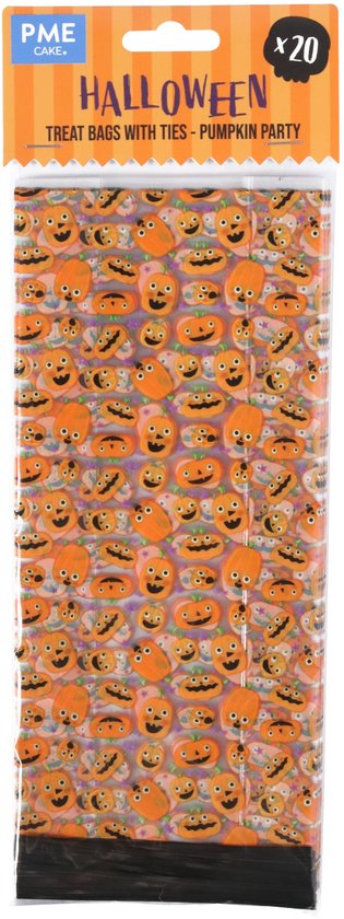 PME Halloween 20 plastic feestzakjes - Pompoenfeest van PME