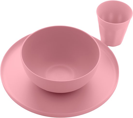 Point-Virgule - Camping servies set - 4 persoons 12-delige diner serviesset - rPET - Dusty Pink