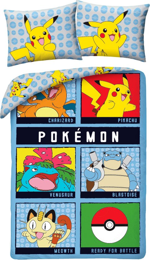 Pokémon Dekbedovertrek, Battle - Eenpersoons - 140 x 200 cm + 70 x 90 cm - Katoen van Pokémon