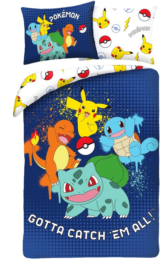 Pokemon Gotta Catch Em All Dekbedovertrek 140 x 200 cm (70 x 90 cm) polyester van Merkloos