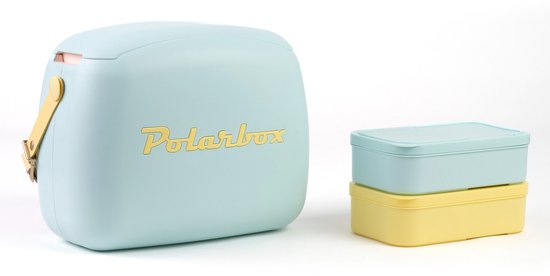 Polarbox Coolerbag Koelbox 6L - Sky Blue & Yellow – inclusief 2 Lunchboxen van Merkloos