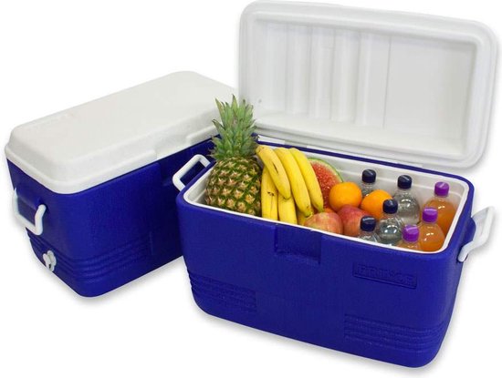 Polarcooler Koelbox 40 Liter - Blauw wit - Handvaten -Coolbox - IJsbox Camping - Thermobox van Polarcooler
