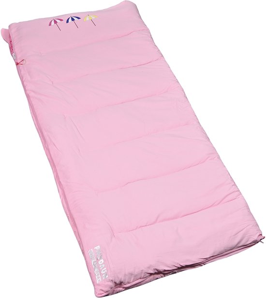 Polydaun Beach house - kinderslaapzak - junior slaapzak - Umbrella - roze - 70x160 cm van Polydaun