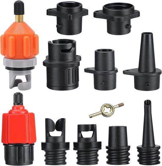 Pomp Adapter Set - Opblaas Connector - Watersport Uitrusting - 9 Mondstukken - 12 Stuks - Niet Gespecificeerd