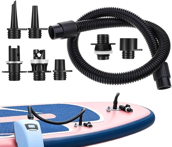 Pomp Adapter Set - Opblaas Set - Watersporten Opblazen - Veelzijdige Mondstukken - 7-delige Set - Grijs