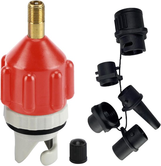 Pomp Adapter Set - Paddleboard Adapter - Watersport Accessoire - 4 Ventiel Sproeiers - Compact Ontwerp - Oranje