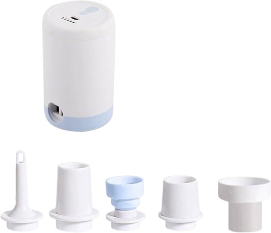 Pomp-Elektrische pomp-Miniformaat voor gemakkelijk transport-Elektrische Vacuümzak Pomp - 2-in-1 Luchtpomp Oplaadbaar-Met 4 Opzetstukken -voor opblaasmatrassen, kinderzwembaden, strandspeelgoed, oplaadbare luchtpomp van Merkloos