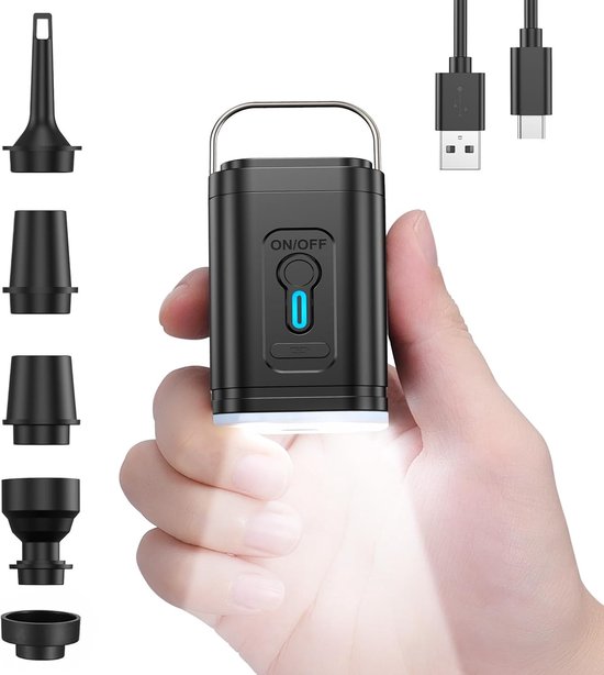Pomp Luchtbedpomp - Opblaasbare Pomp - Luchtbedpomp - Elektrische Luchtbedpomp - 2400mAh Oplaadbare Elektrische Pomp - Lichtgewicht Draagbare Opblaasbare Pomp - Geschikt voor Luchtbedpomp - Opblaasbare Matras Zwemring Vacuüm Opbergzak van Merkloos