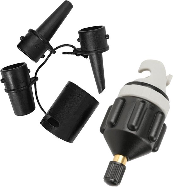 Pompadapter Set - Ventiel Opzetstuk - Watersport Uitrusting - Universele Compatibiliteit - 20 Gram - Zwart