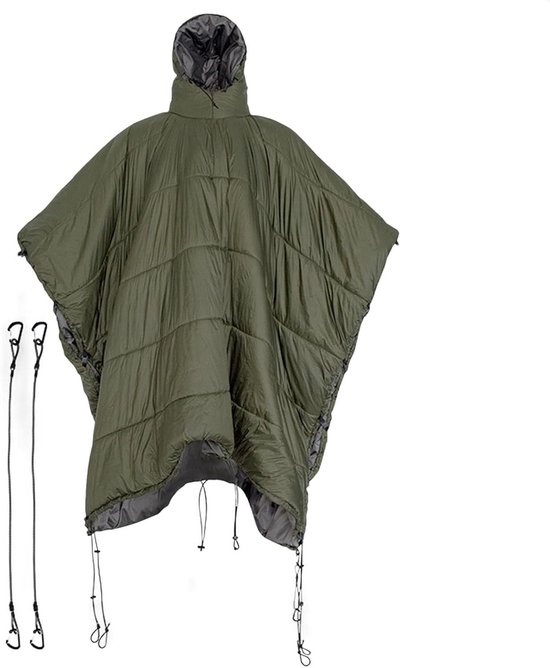 Poncho Slaapzak - Deken met Capuchon - Kamperen Outdoor - Waterdicht Ademend - 140 x 113 cm - Groen