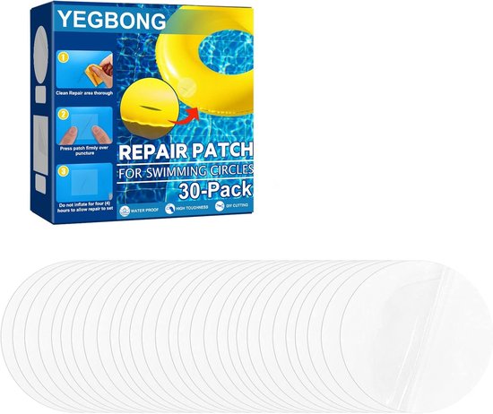 Pool Reparatie Set - Zelfklevende Pleisters - Snelle Lekreparatie - Waterdichte Kwaliteit - 30 Stuks - Transparant