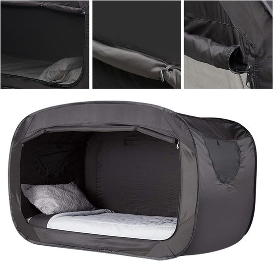 Pop-up Bed Tent - Privacy Slaaptent - Meer Privacy Creëren - Lichtreducerend Ontwerp - 190 x 90 cm - Zwart