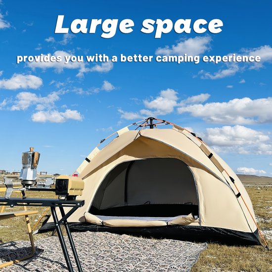 Pop-up Campingtent 1–3 Personen – Lichtgewicht & Draagbaar | 4-Seizoenen Outdoor Tent voor Wandelen & Reizen van Merkloos