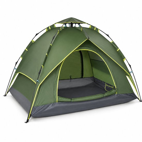 Pop-up Campingtent - 2 Volwassenen + 1 Kind - Groen - met Draagtas