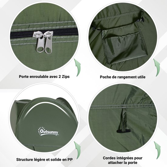 Pop-Up Douchetent, toilettent, draagbare omkleedtent, groene campingtent, mobiele kleedcabine, waterdicht, inkijkbescherming, uv-bescherming, ideaal voor wandelen, kamperen en strand
