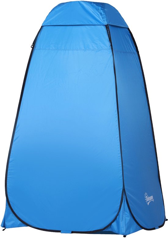 Pop-up Douchtent 120x120x190 cm Lichtblauw, Draagbare Toilettentent met Tas, Outdoor Privétent, Omkleedtent, WC Tent, Camping Tent, Strandtent, Mobiele Douchetent voor Reizen, Kamperen en Buiten