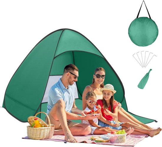 Pop-up Draagbare Strandtent - Lichtgewicht Zonnetent voor 1-2 Personen - Inclusief Draagtas en Tentstokken - Ideaal voor Familie, Strand, Tuin en Camping - Groen van POP