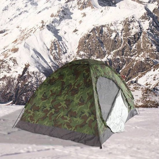 Pop-up Kampeertent 2–3 Persoons 200x150x110 cm – Camouflage Bergtent voor Outdoor & Reizen van Merkloos