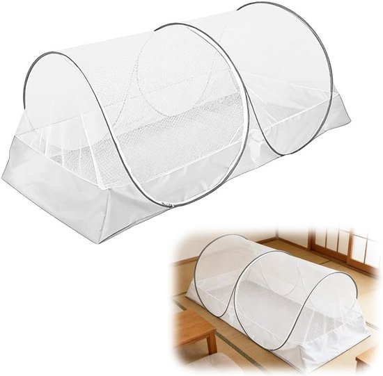 Pop-up Muggennet voor Bed 200 x 100 x 73 cm, Vouwbare Tent voor Kinderen en Kamperen, Lichtgewicht en Draagbaar met Rits