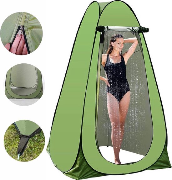 Pop-up omkleedtent-Douchetent-Toilettenten-buitenbadtent 1-2 personen-Draagbare Douchetent-toilettent-enkellaags Oxford-doek-automatische snelheidsopening - voor douchevissen, 2people - (Kleur :Groen) van Larminar