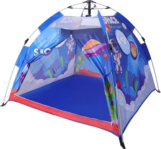 Pop-up speeltent voor meisjes en jongens, kindertent, blauw kasteel, groot speelhuis voor binnen (ruimtewereld) van POP