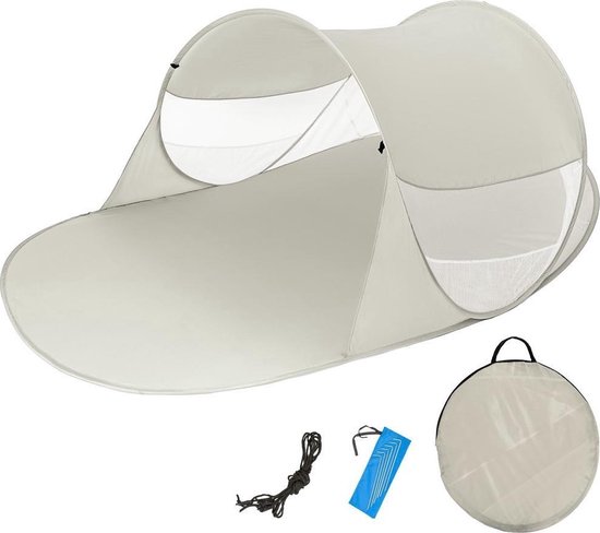 Pop up strand tent 245 cm x 145 cm x 95cm lichtgrijs 401677 van POP