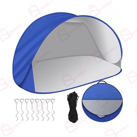 POP-UP Strandtent 220x120x100 cm – Zelfopenend – UV 30+ Bescherming – Waterkolom 300 mm – Lichtgewicht met Draagtas – 51594 van Merkloos