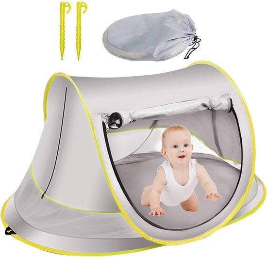Pop Up Strandtent - Baby Strandtent met Zwembad - Draagbare Baby Strandtent - UV Bescherming - Baby Parasol - Tent met Opbergtas - Waterdichte Zonnebescherming - Kampeertent voor Picknick - Tuin - Grijs - Klein van Merkloos