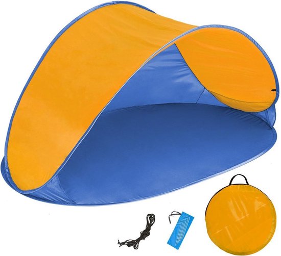 Pop up strandtent beach shelter blauw-oranje 401681 van POP