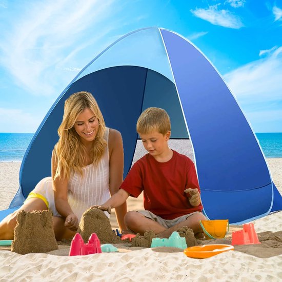 Pop-up strandtent, draagbare extra lichte automatische strandtent , zonnescherm voor 2-3 personen , inclusief draagtas en tentharingen , UV-bescherming, strandtent voor het gezin , strand, tuin, kamperen. van POP