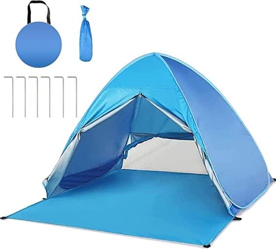 Pop-up strandtent, opvouwbaar en draagbaar strandtent met zonnescherm, anti-UV-beschermingsfactor 50, voor 2-4 personen, familie, baby's, kinderen, pop-up strandtent voor gezinnen, kamperen. van POP