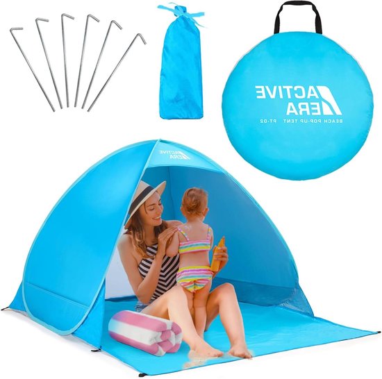 Pop-up-strandtent - UPF 50+ UV-bescherming - inclusief draagtas en haringen - blauw van POP