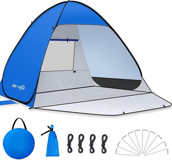 Pop-up strandtent voor 1-2 personen/groot voor 3-4 personen met uv-bescherming en verandaofi Portable zonneschermtent voor strand, tuin en picknick van Merkloos
