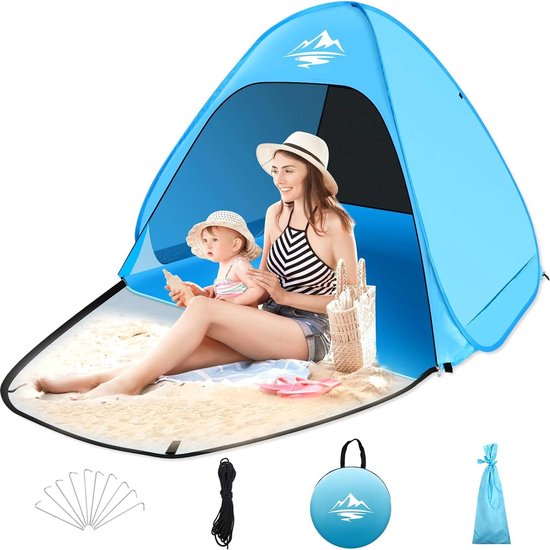 Pop-up strandtent voor 2-3 personen met UV50+ bescherming - automatische strandtent voor camping - draagbaar en extra licht - draagtas inbegrepen van POP