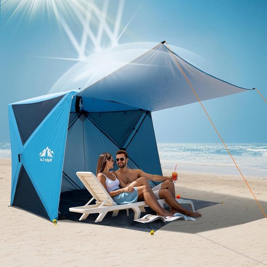 Pop-up Strandtent voor 4 Personen: Ideale Zonbescherming voor Familie Picknick, Kamperen en Wandelen met UPF50+ UV Bescherming