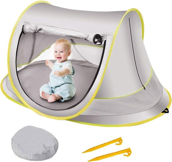 Pop-up strandtent voor baby's met UPF 50+ zonwering en uv-bescherming - ademende paraplu voor peuters - lichtgewicht draagbare onderdakparasol voor familie buitenactiviteiten - inclusief haringen Beach Tent van POP