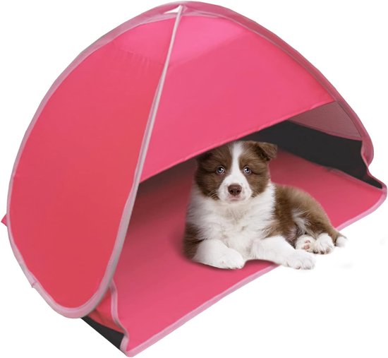 Pop-up strandtent, zonwerende tent, huisdierzonwerende tent, 1-pack mini strandtent, voor kamperen, picknicken, vissen en familie (L: 80*50*55cm) - roze van Merkloos