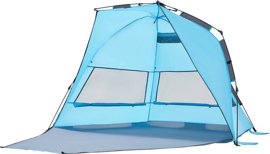 Pop-Up Strandtent/Zonnescherm voor 4 Personen, UPF 50+ Bescherming, Draagbare Tent met Tas en Grondankers, Lichtgewicht Parasol voor Kamperen, Vissen en Picknicken