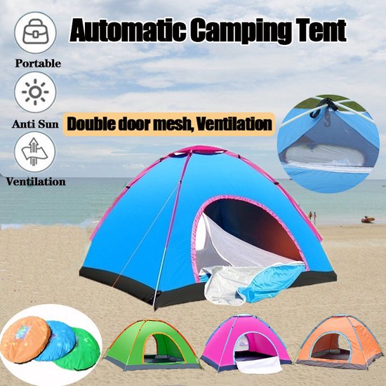 Pop-Up tent - 3 Persoons - Koepel Sunproof Tent - Outdoor Wandelen Camping Tent - Snel Automatisch Openende Tent - Met Mesh Deur en Draagtas - Blauw van POP