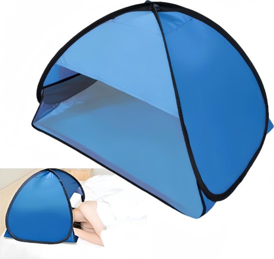 Pop-Up Tent - Baby Speeltent - Windscherm - Draagbaar - Mini Hoofdtent - Hond Kat Camping Tent - Snel Op Te Zetten - Waterdicht - Lichtgewicht - Voor Anti-Uv Winddicht Gezicht Hoofdschaduwbescherming Tent - 80x50x55 Cm - Blauw - 1 Stuk van POP