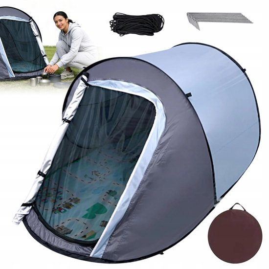 Pop Up Tent - Campingtent - 1-2 Personen - Automatisch - 218x100x95 cm - Waterdicht & UV Bestendig - Lichtgewicht - Voor Kamperen en Strand - Snel