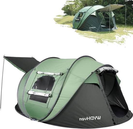 Pop-up Tent - Kampeertent Automatisch - Outdoor Avonturen - Waterdicht UV-bescherming - 4 Personen - Groen