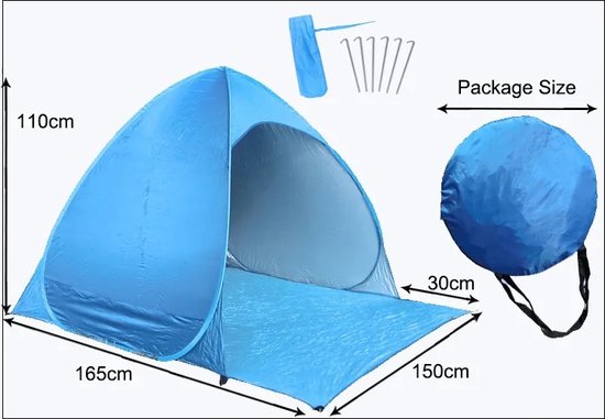 Pop-up tent - Strandtent - Geschikt voor 1-2 Persoons - Blauw van Vidaxl