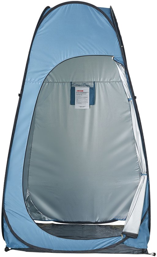 Pop-Up Toilettent 119x119x210 cm, Eenvoudig op Te Zetten Tent, Omkleedtent met Haringen, Touwen en Draagtas, Gemaakt van Duurzaam 190t Polyester, Perfect voor Kamperen, Stranddagen en Vissen, Blauw