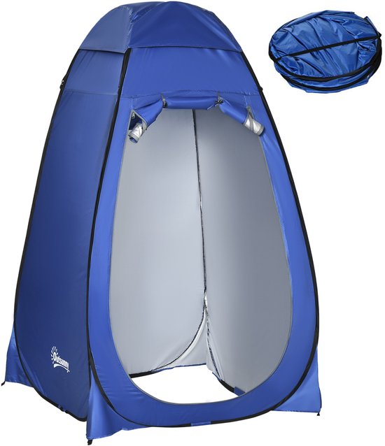 Pop-up Toilettent - Douchetent -Pop-UP Douchetent - Omkleedtent - Douchecabine - douchecabine compleet - Snel opzetbaar - Binnenzak - Licht - Opvouwbaar - Camping - 120x120x190 cm - 1 stuk - Donkerblauw van Merkloos
