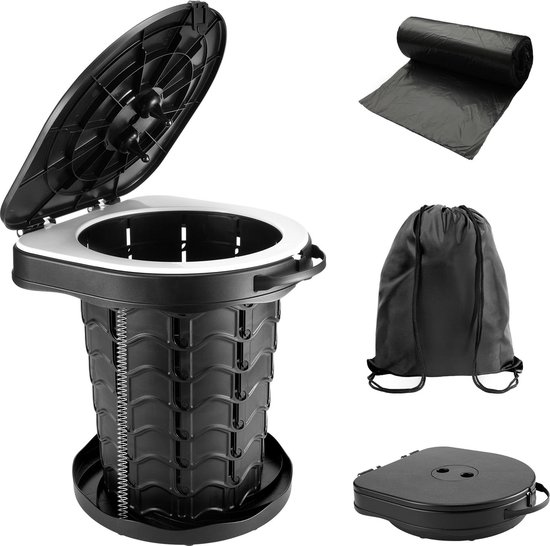 Portable Camping Toilet - Foldable Adult Toilet with Lid & Roll Holder - with Carry Bag - for Car Travel Emergency, Tents, Bedroom, Pool, Party, Beach - 400 Lb Capacity - Imodomio van Merkloos