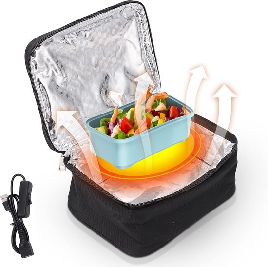 Portable Personal Mini Oven - USB Charging Cart for Food Warmer - Electric Heated Lunch Box for Reheating Meals - Ideal for Road Trip en Picnic van Merkloos
