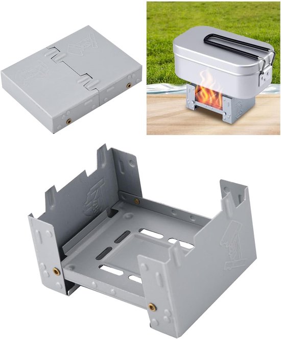 Portable Solid Fuel, 95x75mm, Foldable Mini Alcohol Stove, Oven Burner Outdoor Army Camping, Cooking, for Solo - ShopVlot